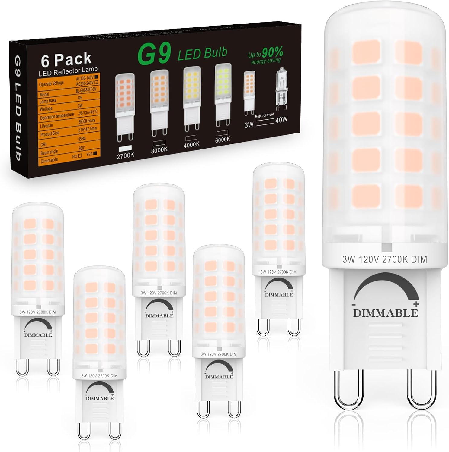 BAOMING G9 LED Bulb Dimmable 3W (40W Halogen Equivalent) - 2 deal at Amazon