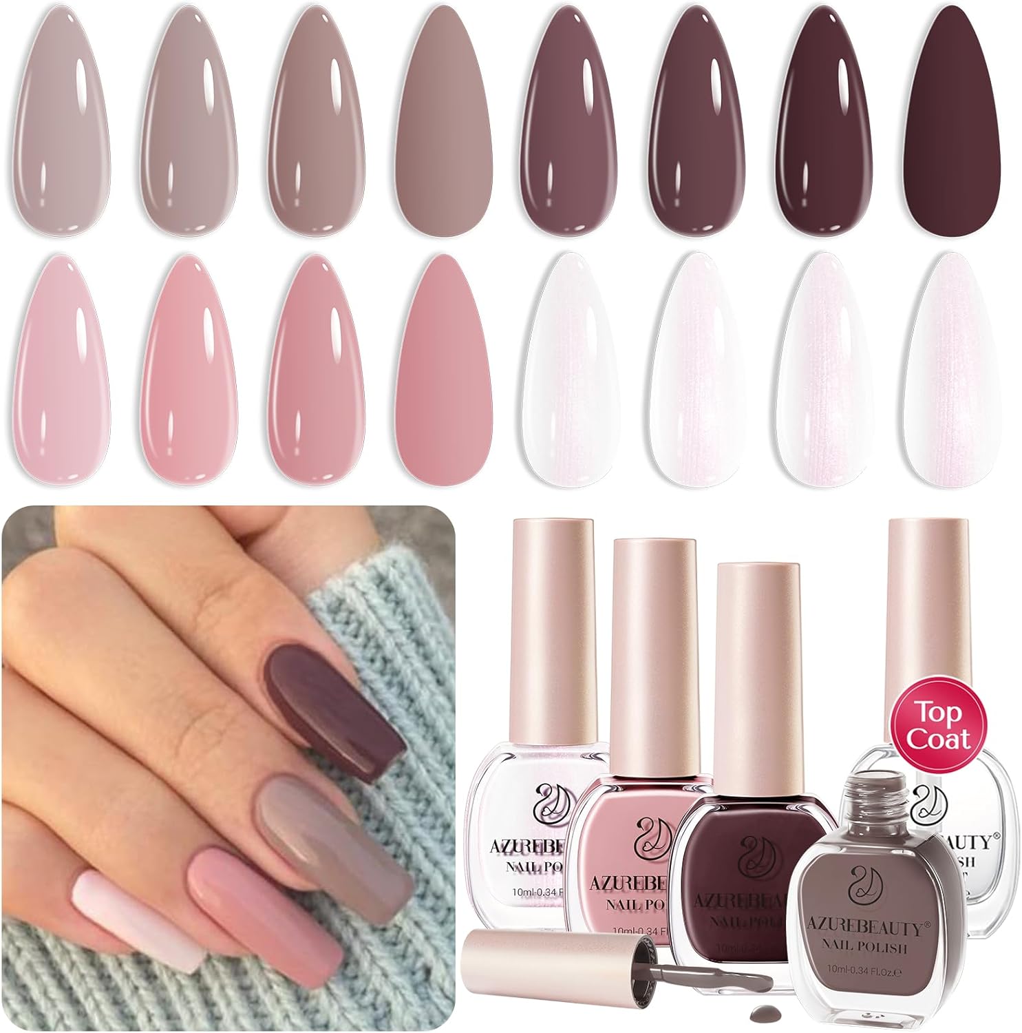 AZUREBEAUTY Nail Polish Set 4 Colors Brown Pink Glitter Nail deal at Amazon