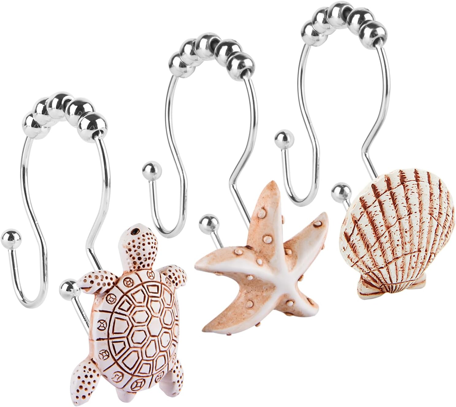 Double Shower Curtain Hooks,12Pcs Seashell Shower Curtain Ri deal at Amazon