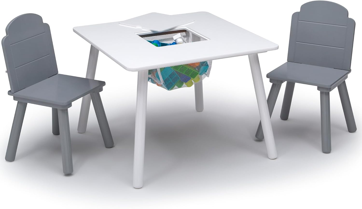 Delta Children Finn Table and Chair Set with Storage, White/ deal at Amazon
