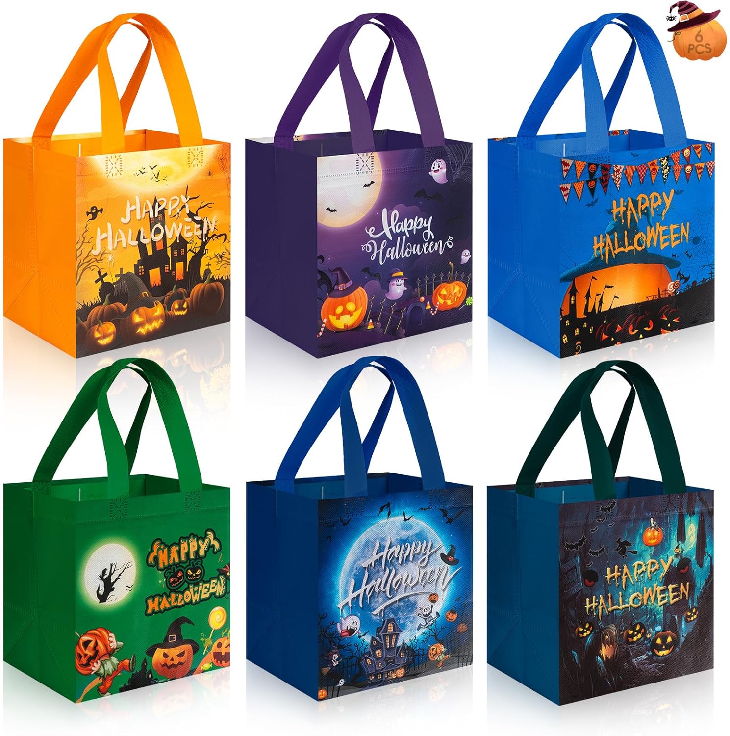 6 Pcs Halloween Gifts Bags with Handles - Happy Halloween To deal at Amazon
