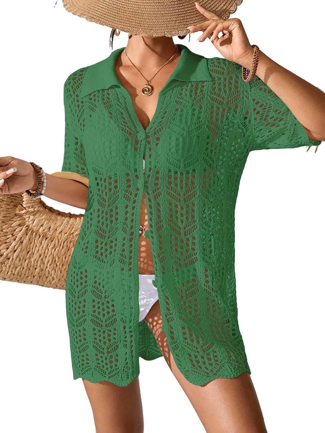 BreathSunny Womens Crochet Knit Swimsuit Coverup Caridgan Su deal at Amazon