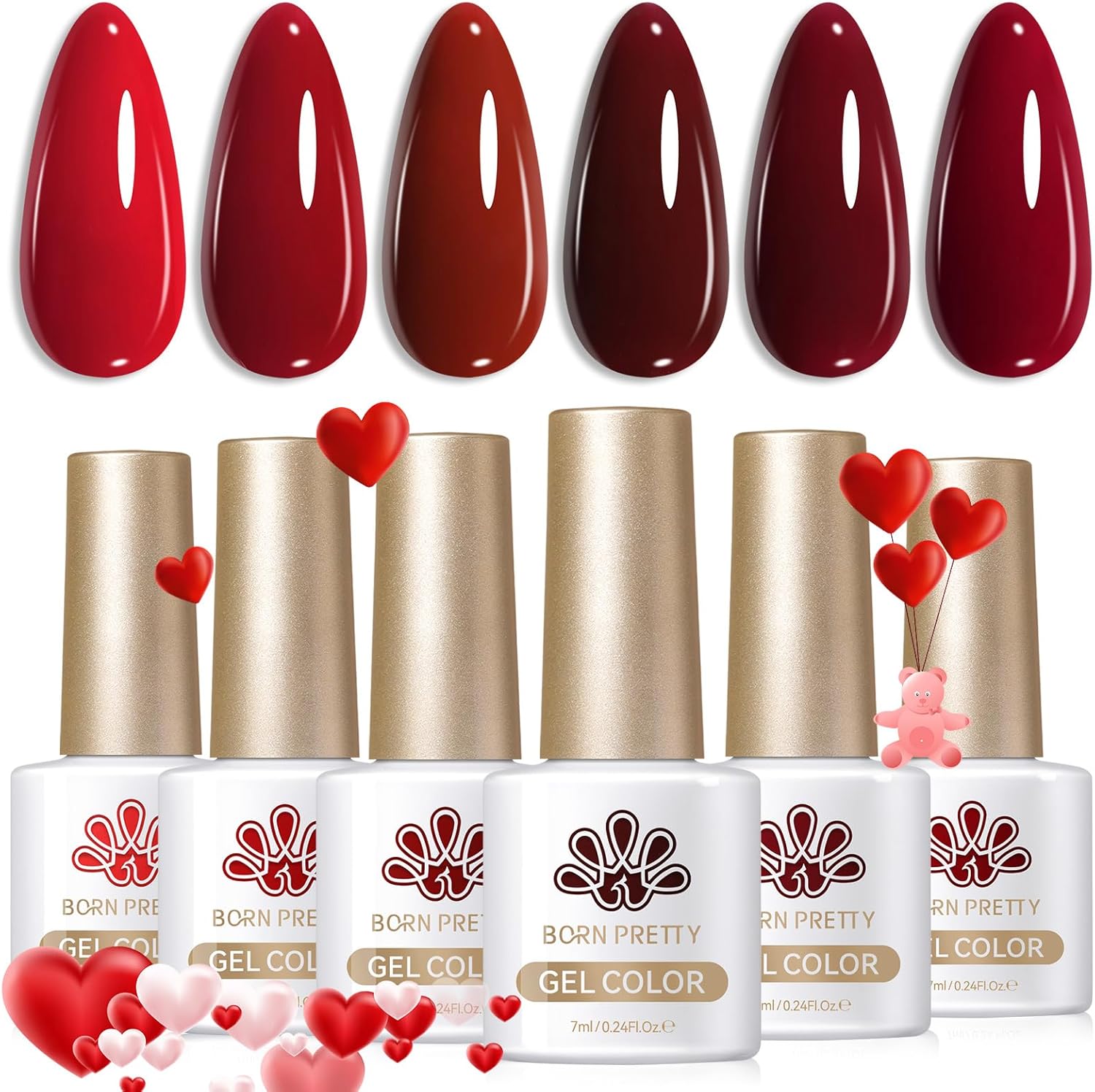 Born Pretty Red Gel Nail Polish Fall Winter 6 Colors Dark Re deal at Amazon