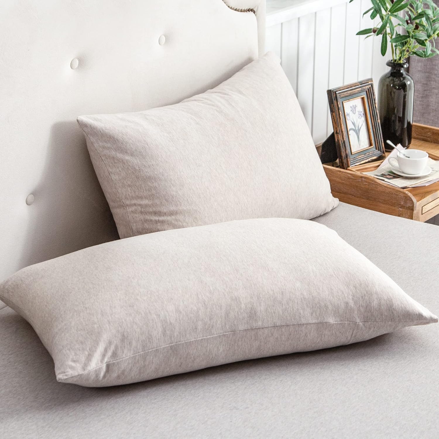 PURE ERA Jersey Knit Pillowcases 100% T-Shirt Cotton Super S deal at Amazon