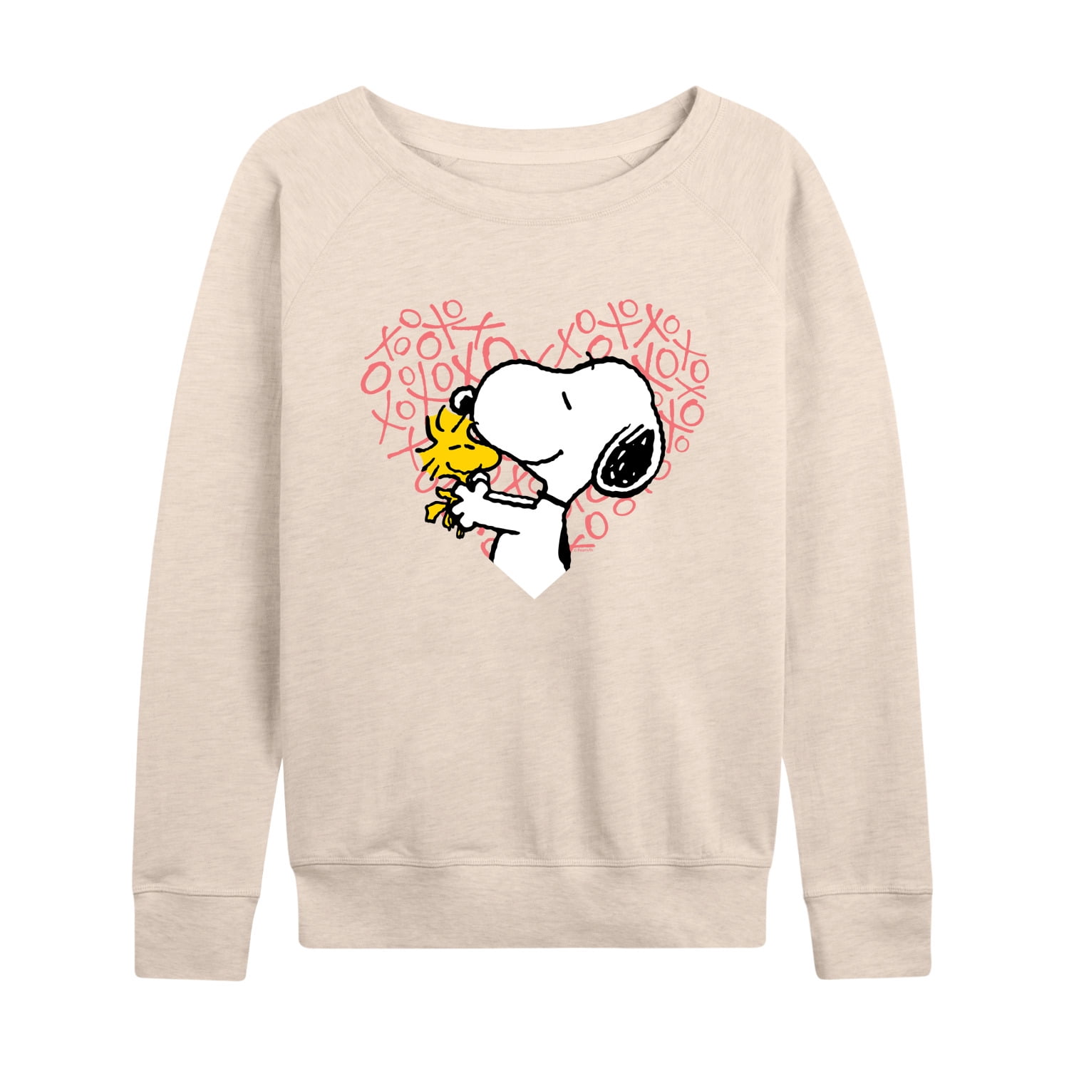 Womens Peanuts Snoopy Woodstock Floral Doghouse Graphic French Terry Pullover D…