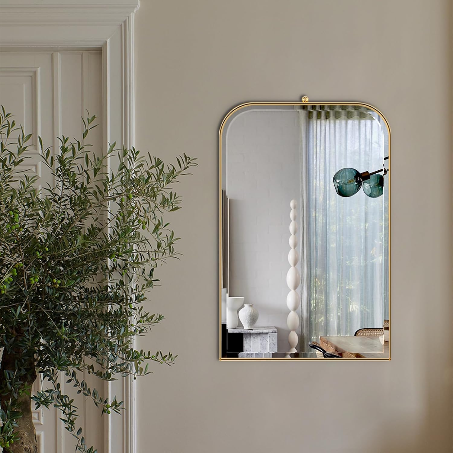 POZINO Brushed Gold Beveled Mirror, 20″x30″ Bathroom Vanity Mirro