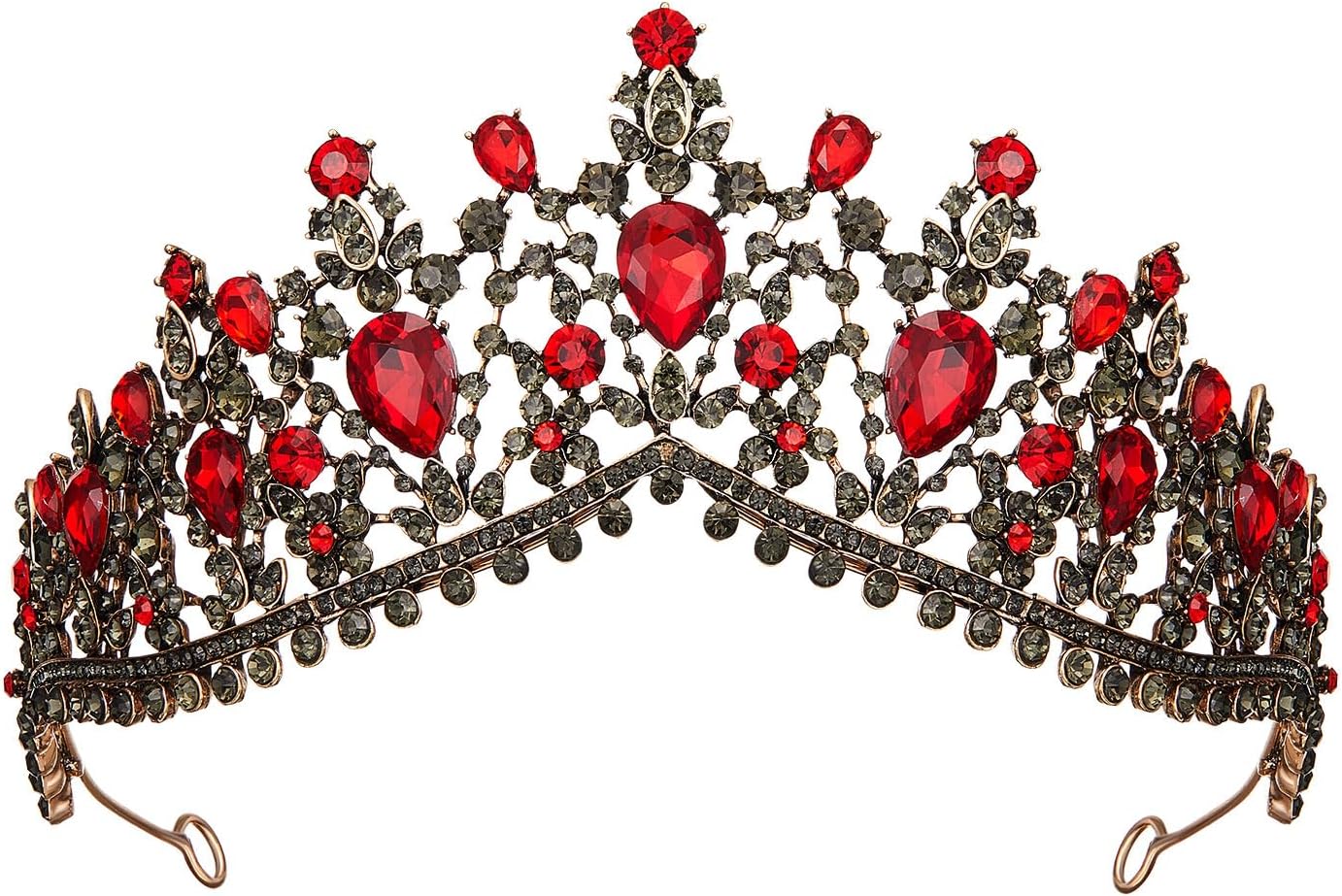 SWEETV Gothic Red Tiaras and Crowns for Women, Wedding Tiara for