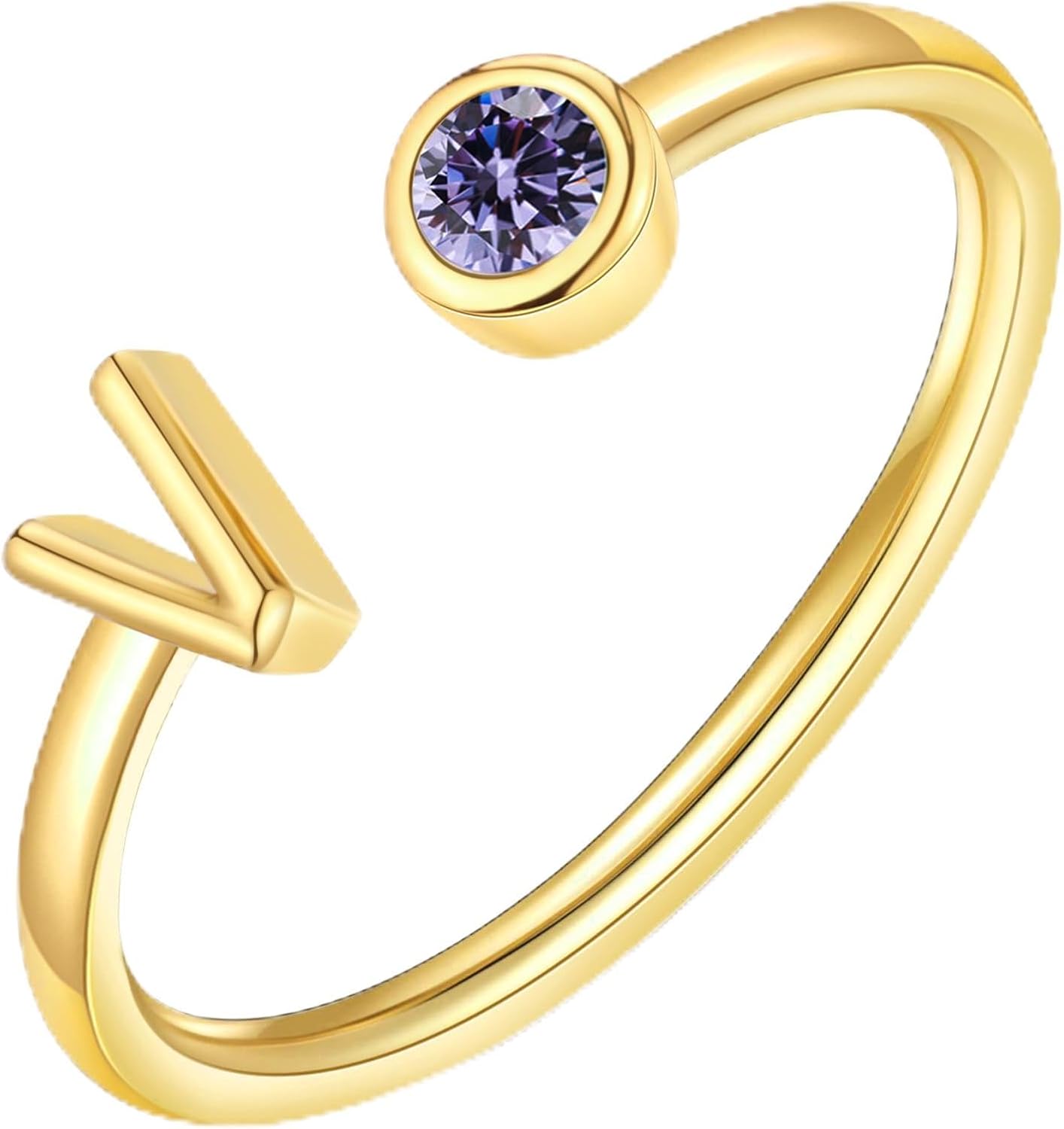 ZNBOH Gold Birthstone Initial Rings for Women Non Tarnish Dainty
