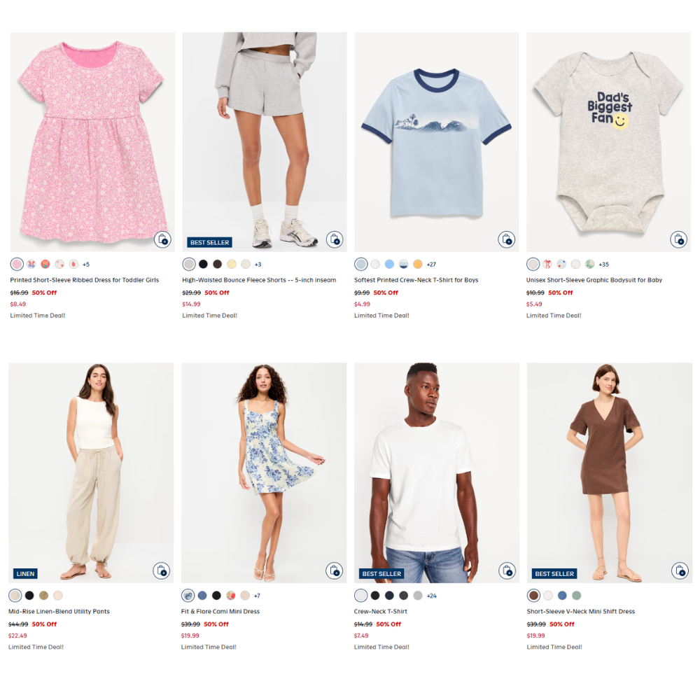 50% Off Almost Everything Sale at Old Navy: Save 50%