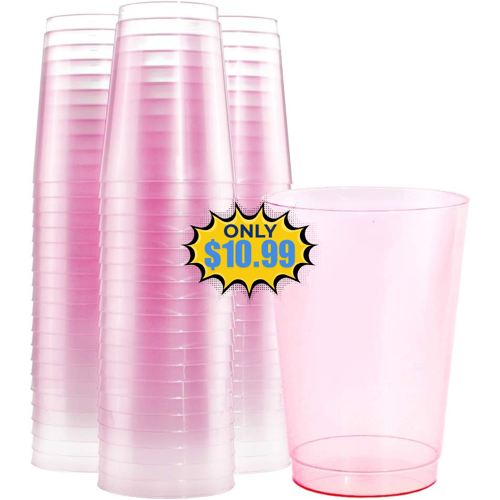 bUCLA 100pcs 12OZ Pink Plastic Cups Deal: Use Promo Code 9ZN62WKN
