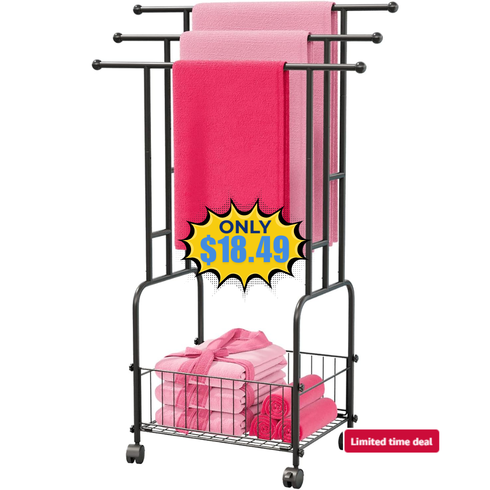 42.5″ H Free Standing Towel Rack, 3-Tier Deal: Save 50%