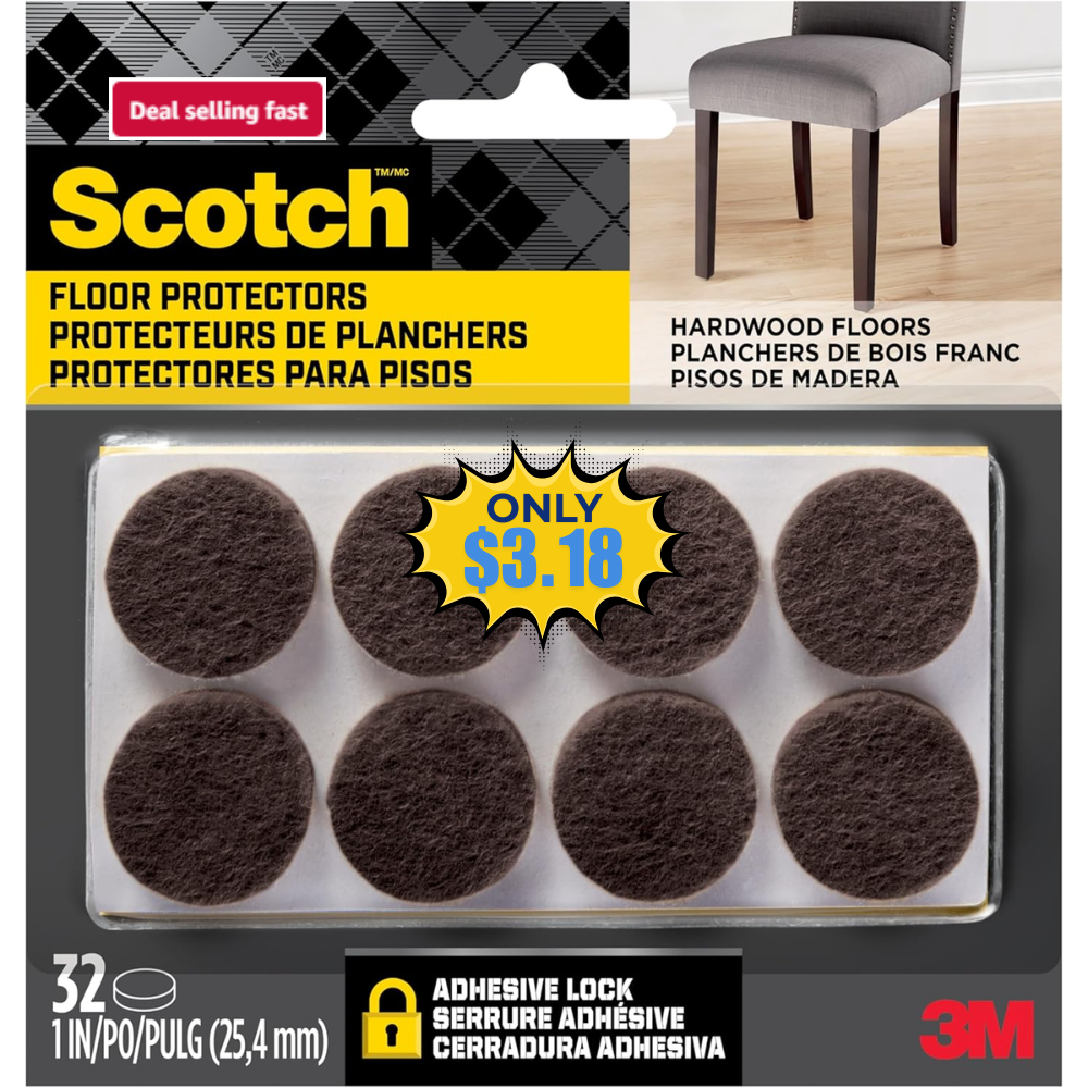 Scotch Felt Pads 32 PCS Brown Deal: Save 64%