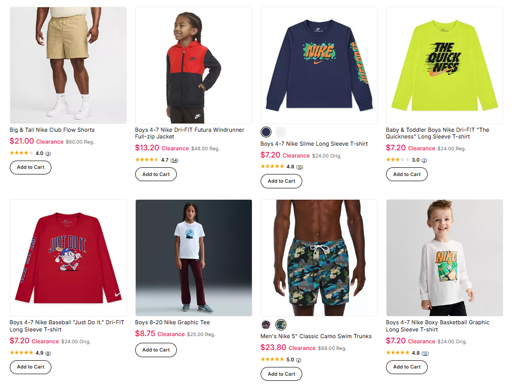 Nike Clearance Sale at Kohl’s: From $7.20