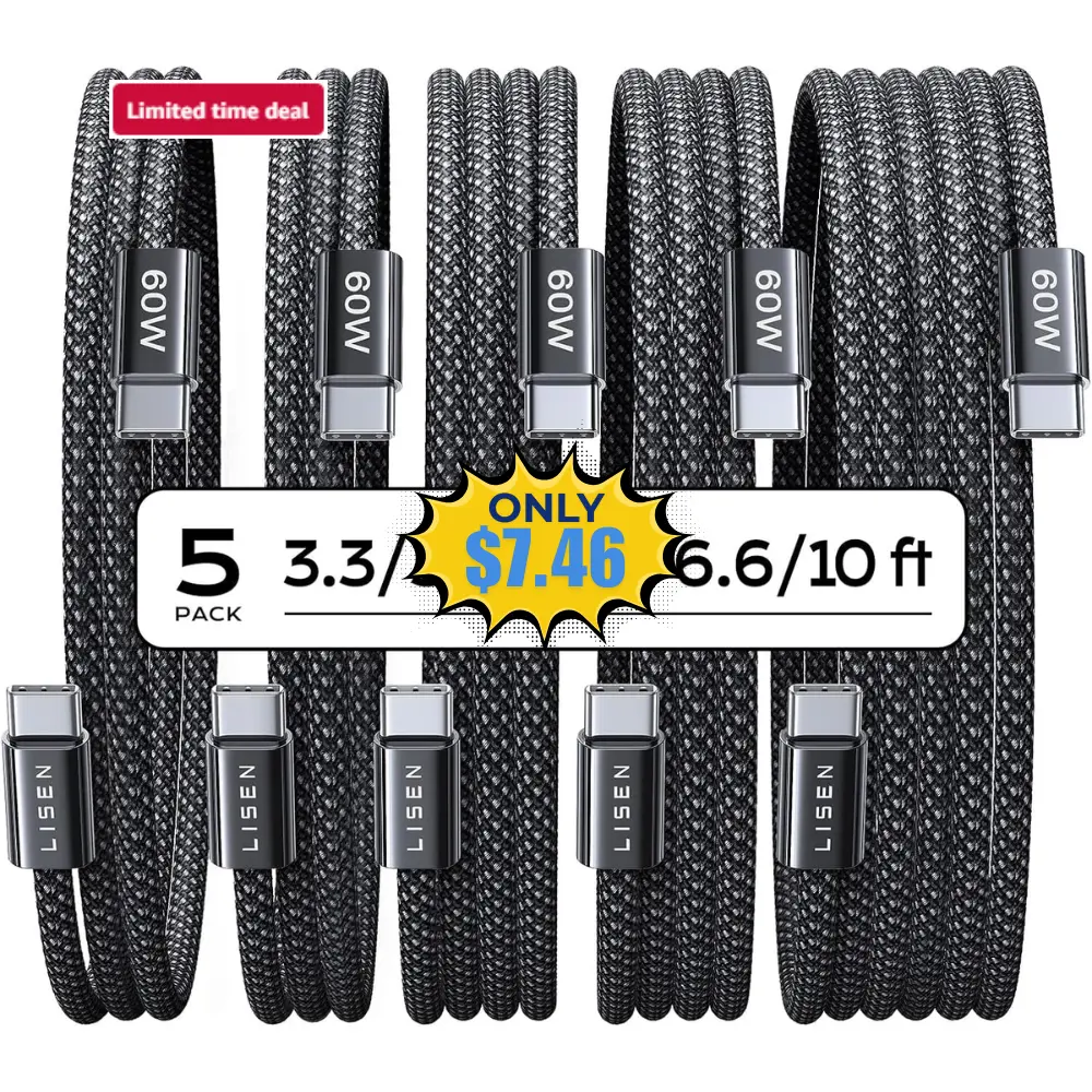 LISEN USB C to USB C Cable Deal: Save 40%