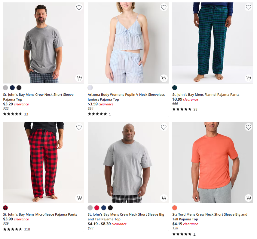 JCPenney Pajama Sale for the Family: From $3.29