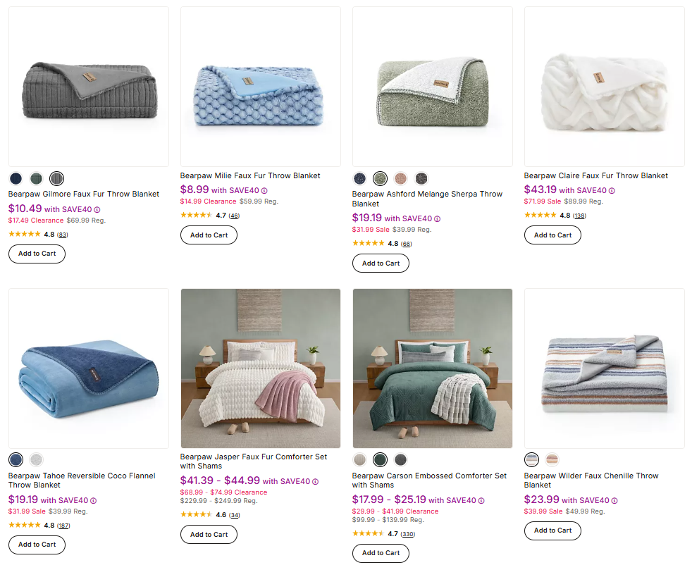 Bearpaw Throw Blankets & Comforter Sets Sale: Save Up to 85% Off at Kohl’s