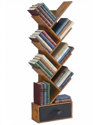 Walmart Home Pick: Gianna 7-Tier Tree Bookshelf with Drawer, Rust