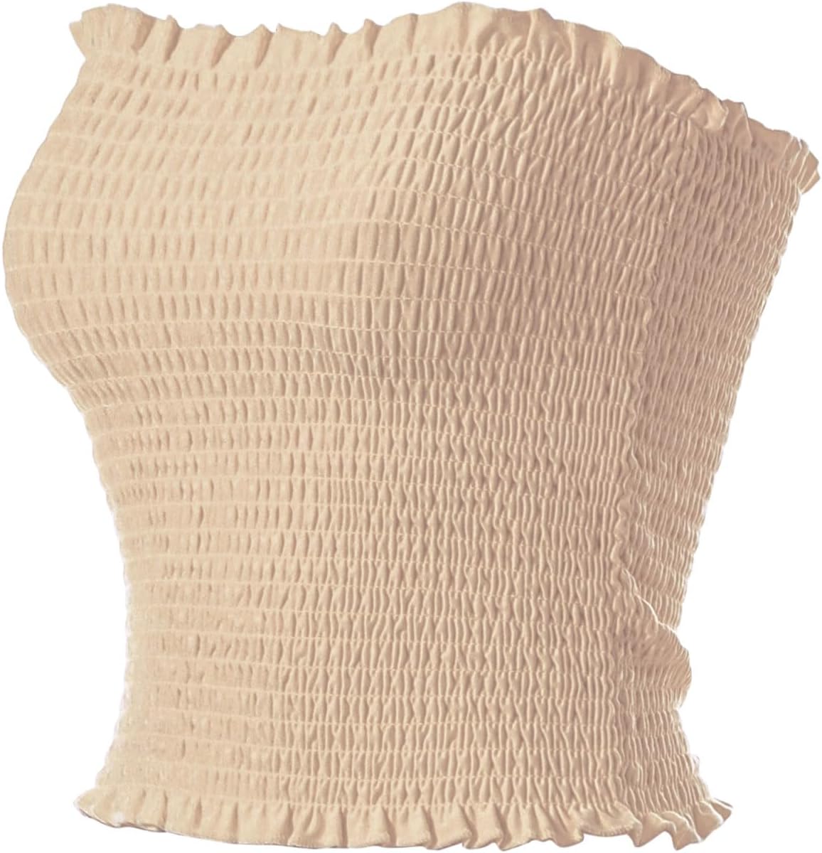 MixMatchy Women’s Smocked Crop Tube Top – Casual Strapless Bandea