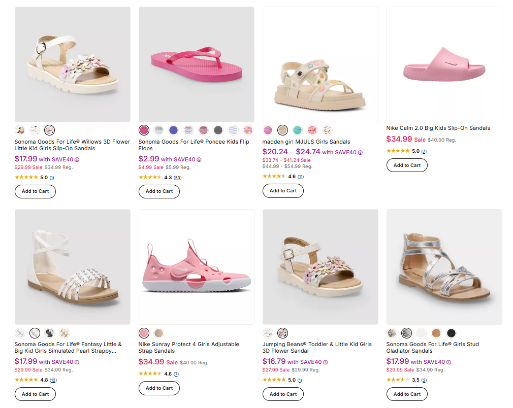 Kids Sandals Sale + Extra 40% Off at Kohl’s