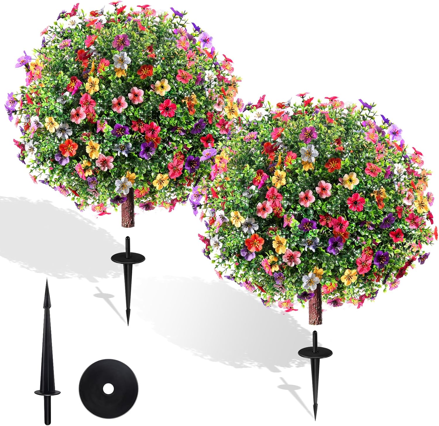 27.5″ Artificial Flowers Boxwood Topiary Ball Tree Set of 2, UV R