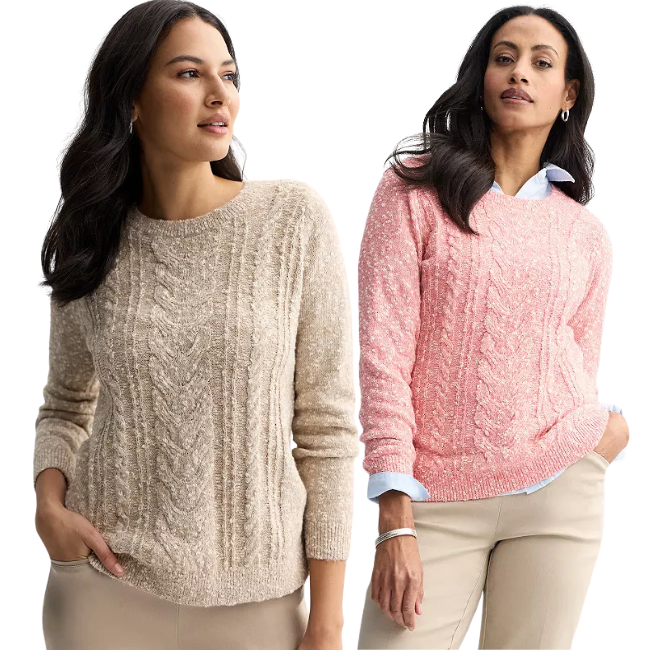 Cabled Marl Pullover Sweater Deal: Save $20.30 at Kohl’s