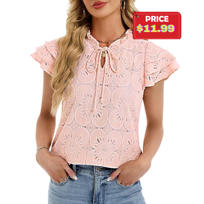 Womens Summer Eyelet Tops Deal: Save 50%
