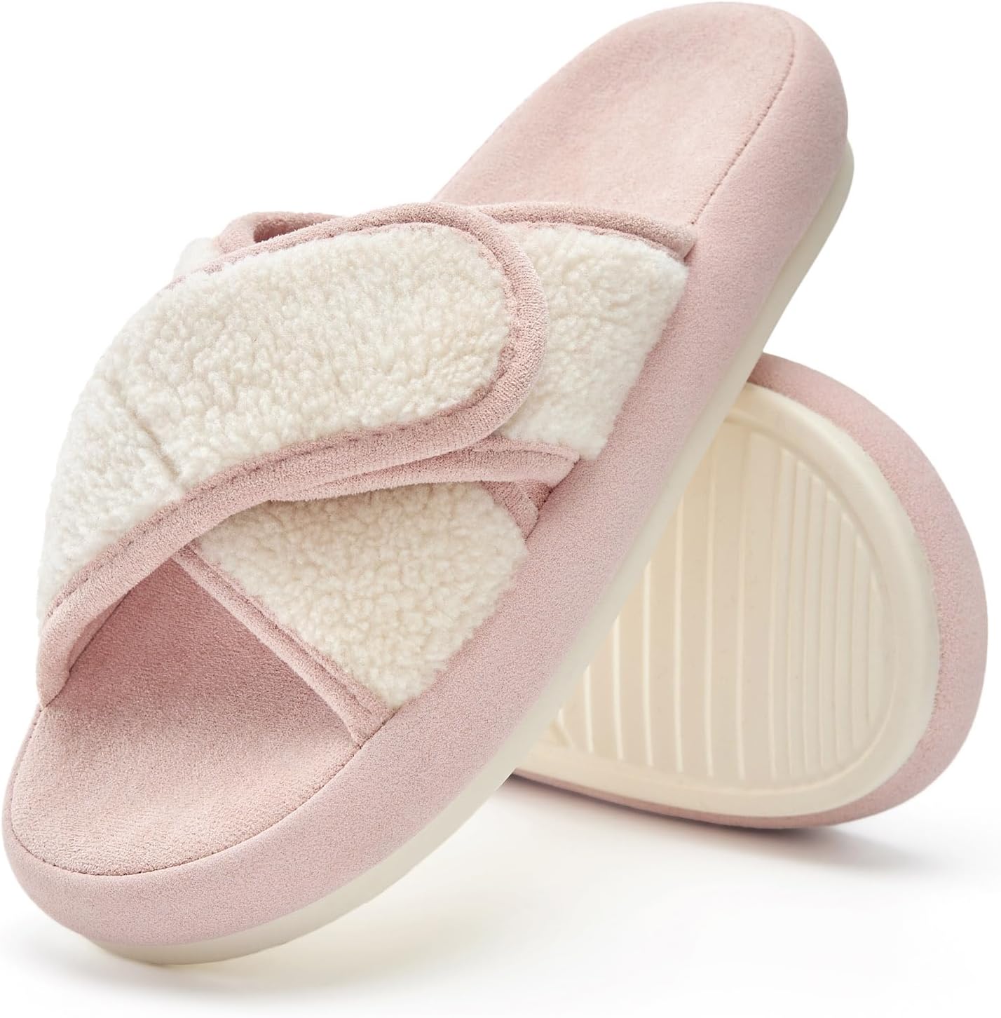 Chantomoo Women’s Cross Band House Slippers Memory Foam Slide Ope