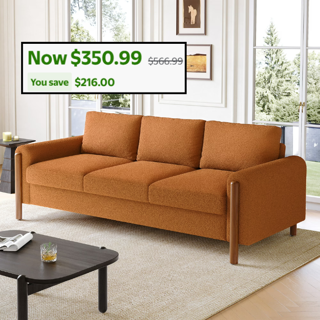 Teddy Velvet Upholstered Sofa Deal at Walmart: Save $216