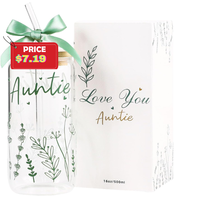 Mothers Day Auntie Bow Glass Cup Deal: Save 40%