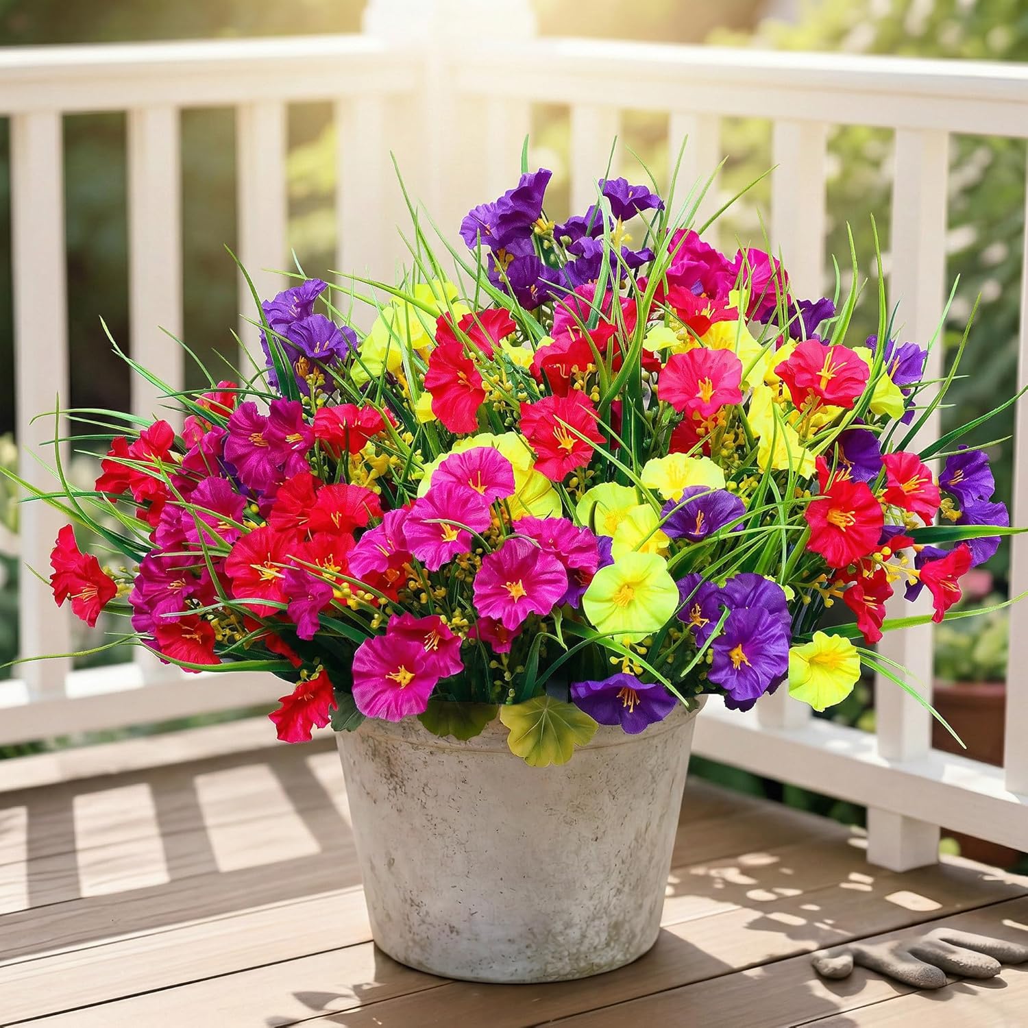 YIBUKIY 16PCS Artificial Fake Outdoor Flowers Plants, Faux S deal at Amazon