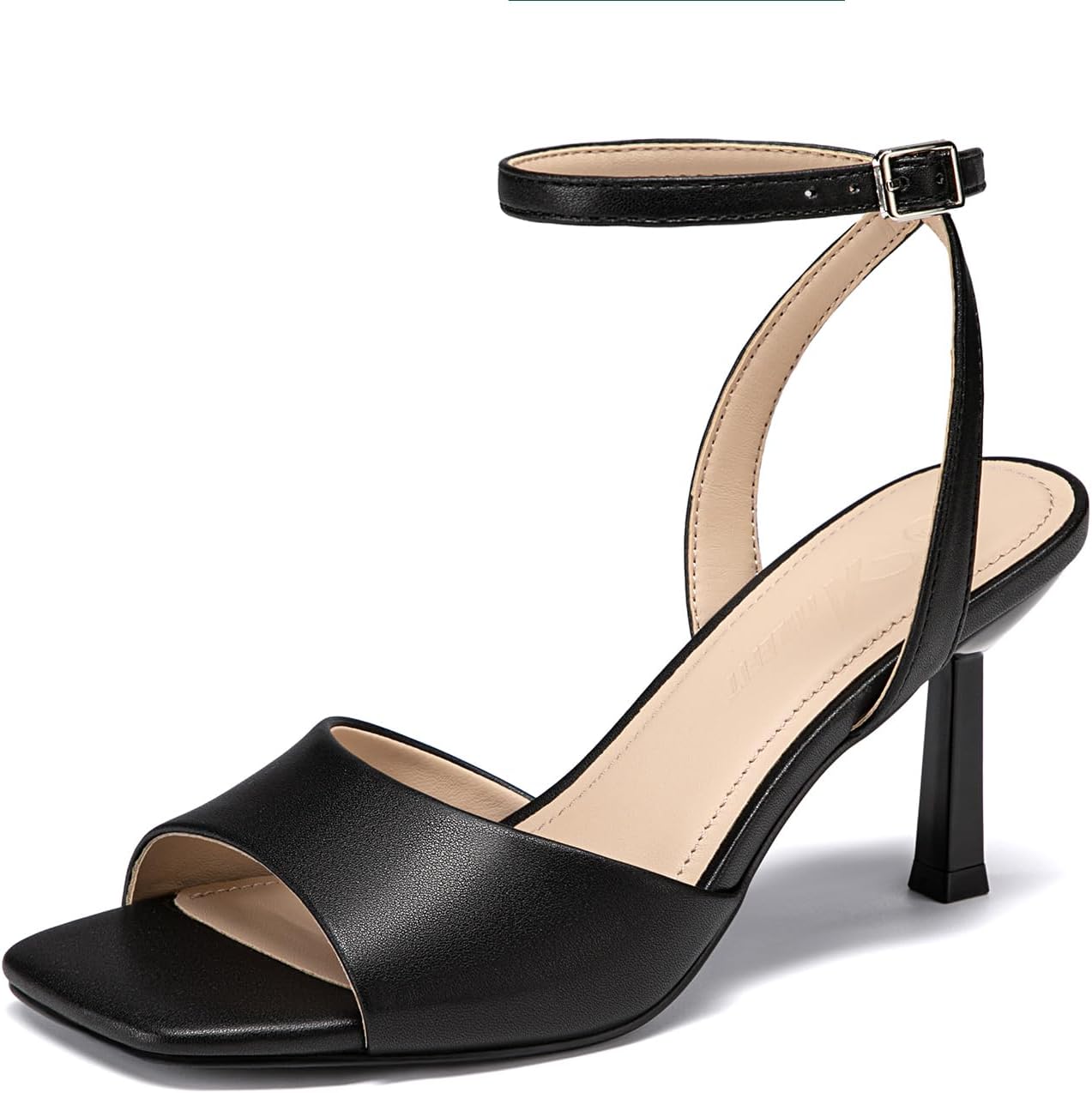 Athlefit High Heels for Women Black Square Open Toe Stiletto deal at Amazon