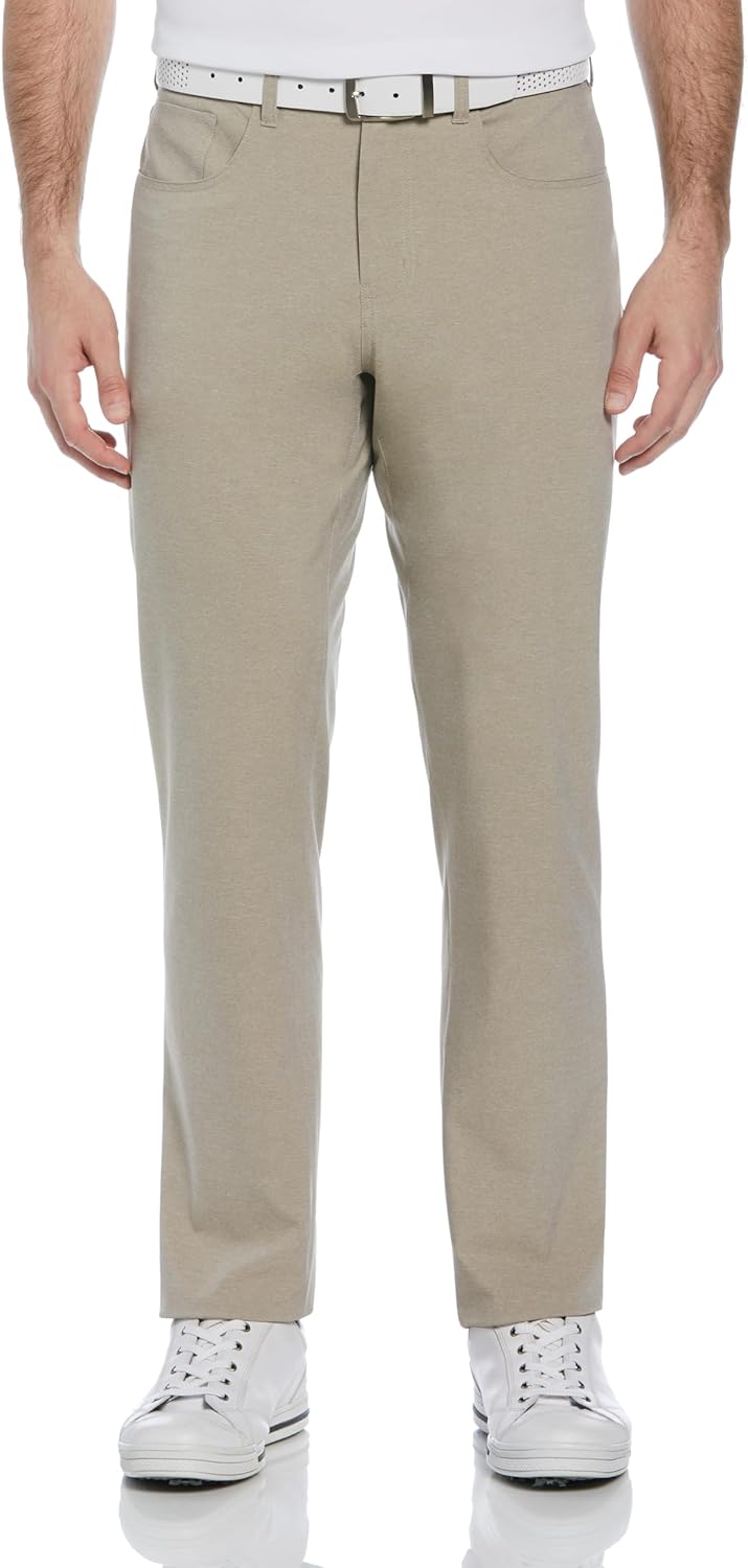 PGA Tour Men's 5 Pocket Heather Golf Pant, Khaki HTR, 38W x  deal at Amazon