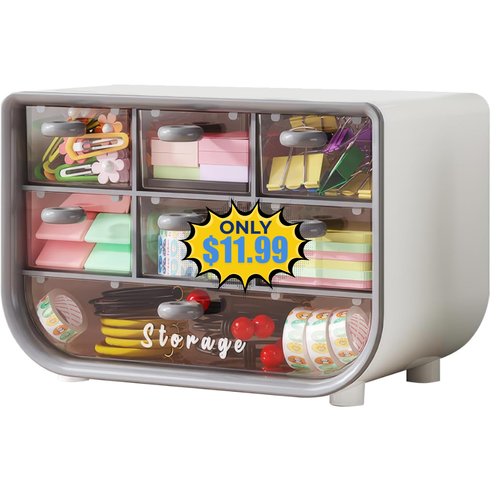 Mini Small Office Desk Organizer with 7 Drawers Deal