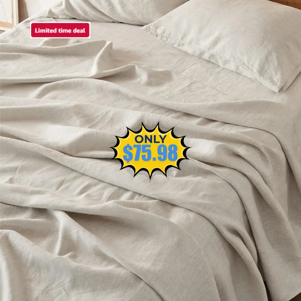 Bedsure Queen Cotton Linen Sheet Set Deal: Save 24%