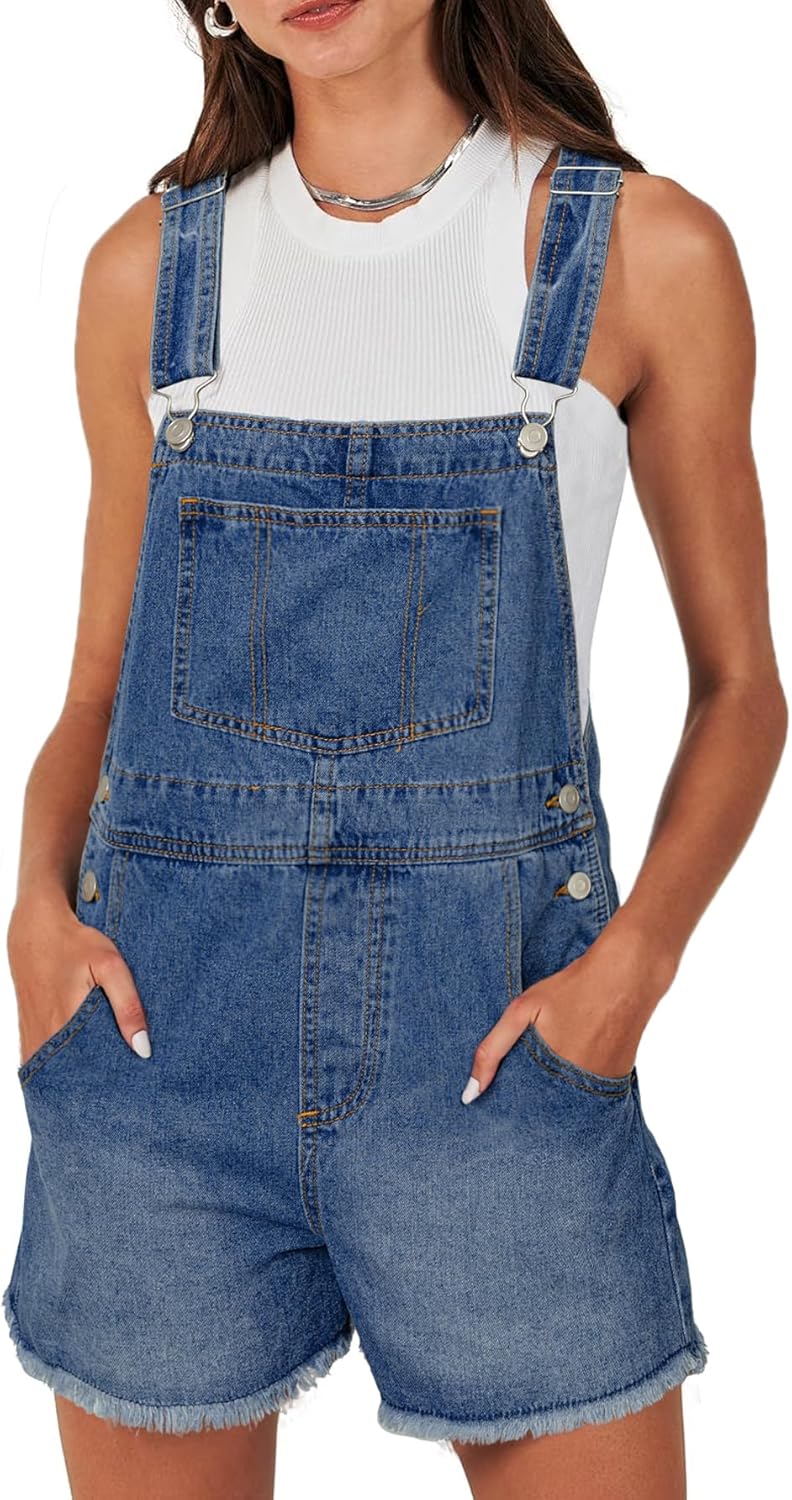 Glamaker Denim Overall Shorts for Women Summer Casual Jean Romper