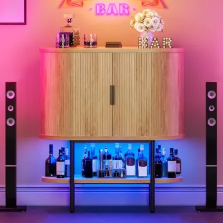 DWVO Bar Cabinet with LED Lights $50 at Amazon