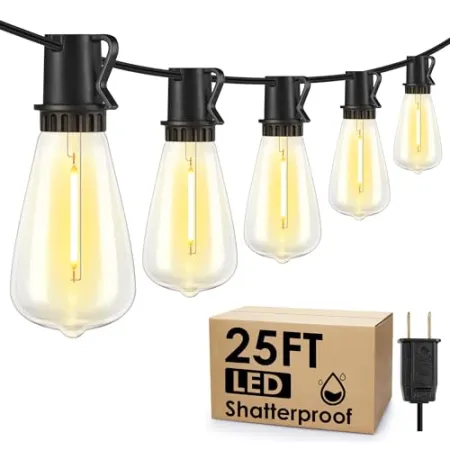 Larkvue 25′ Outdoor Patio String Lights $9.99 at Amazon