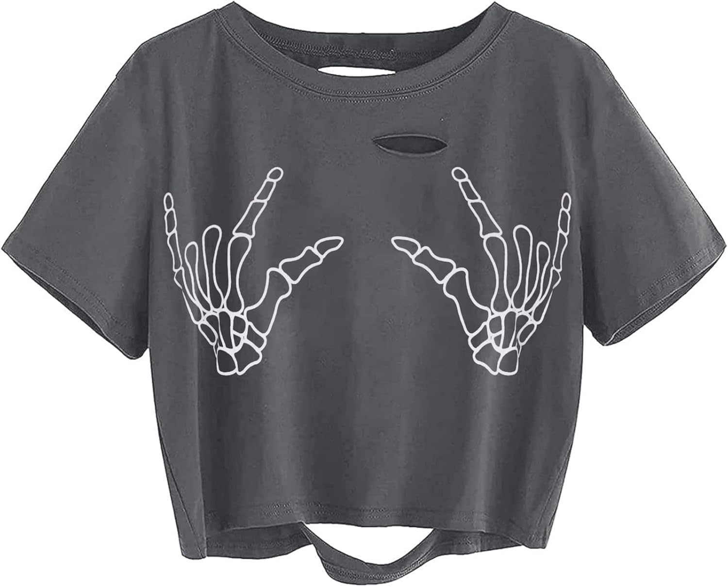 Avanova Women's Finger Graphic Print Tee Short Sleeve Distre deal at Amazon