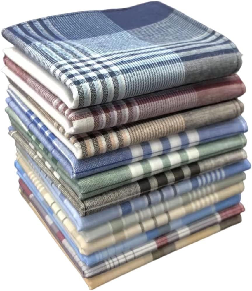 emlstyle Men’s Handkerchiefs 100% Cotton Handkerchief with Check