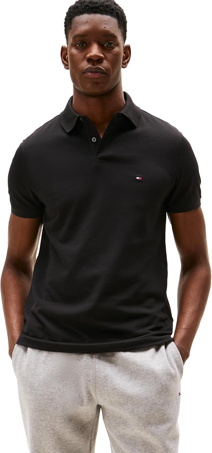 Tommy Hilfiger Men’s 1985 Regular Short Sleeve Polo,Black Medium