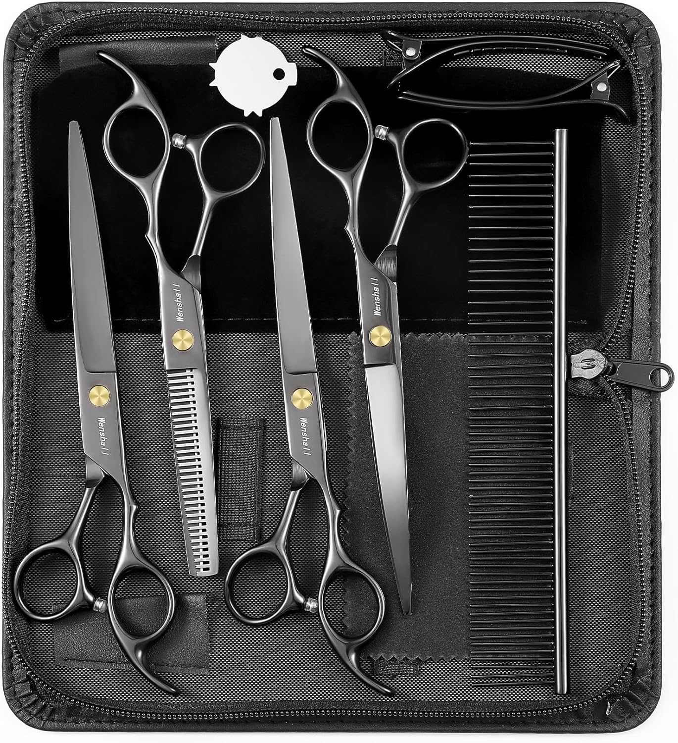 Wenshall Professional Dog Grooming Scissors Set – 6.5″ Thinning,