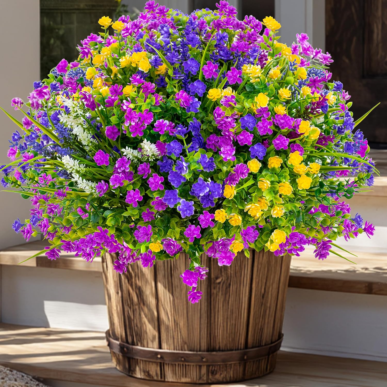 AXYLEX Artificial Flowers Outdoor Fake Plants – 12 Bundles UV Res