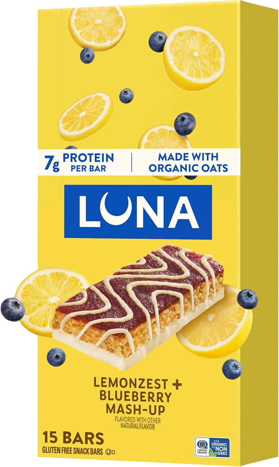 LUNA Bar – Mash-Ups LemonZest + Blueberry Flavor – Gluten Free Sn