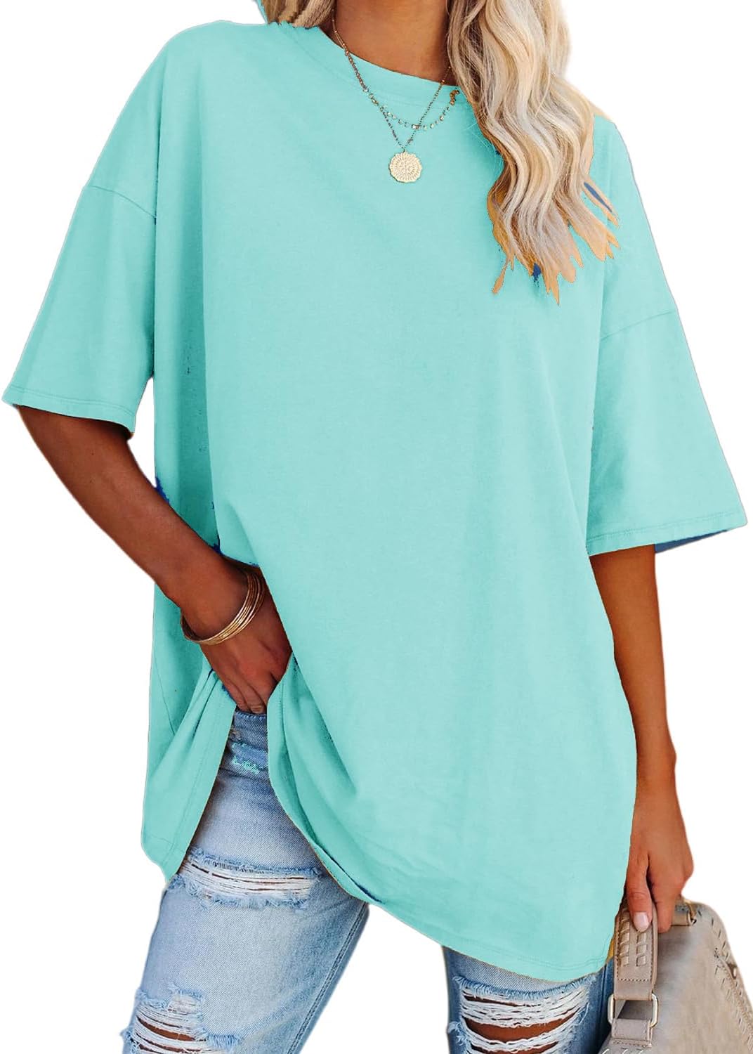 YEXIPO Women’s Oversized T Shirts Graphic Tees Summer Short Sleev