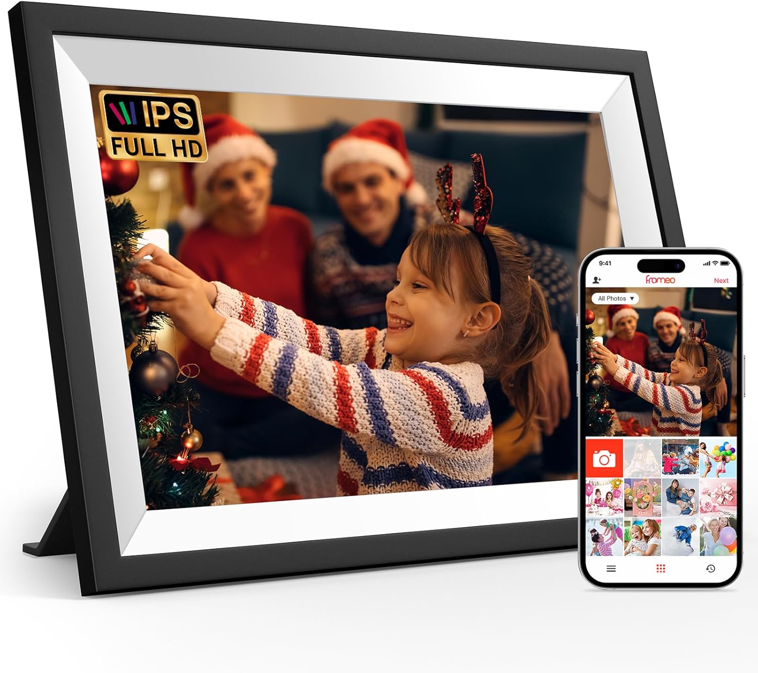 Frameo 10.1 inch WiFi Digital Picture Frame, IPS Touch Screen Sma