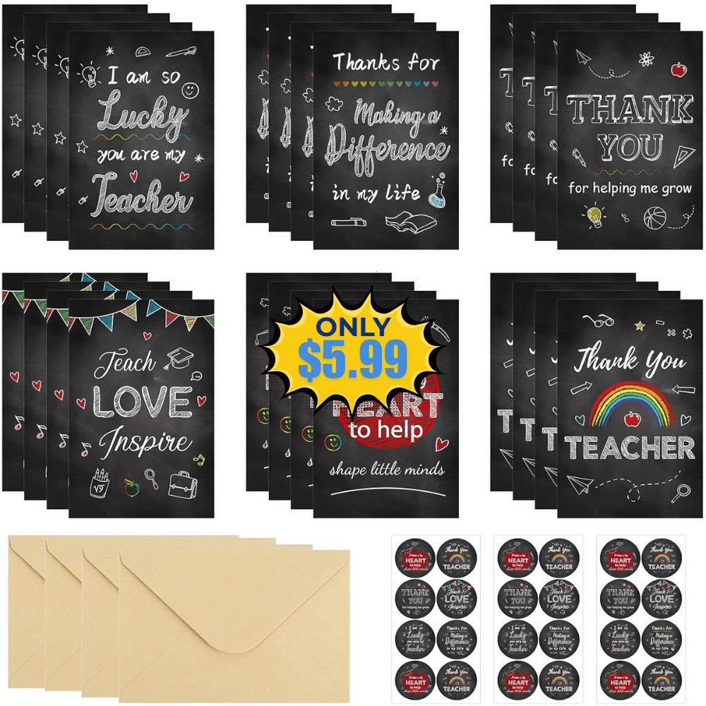 24 Pack Teacher Appreciation Cards Deal