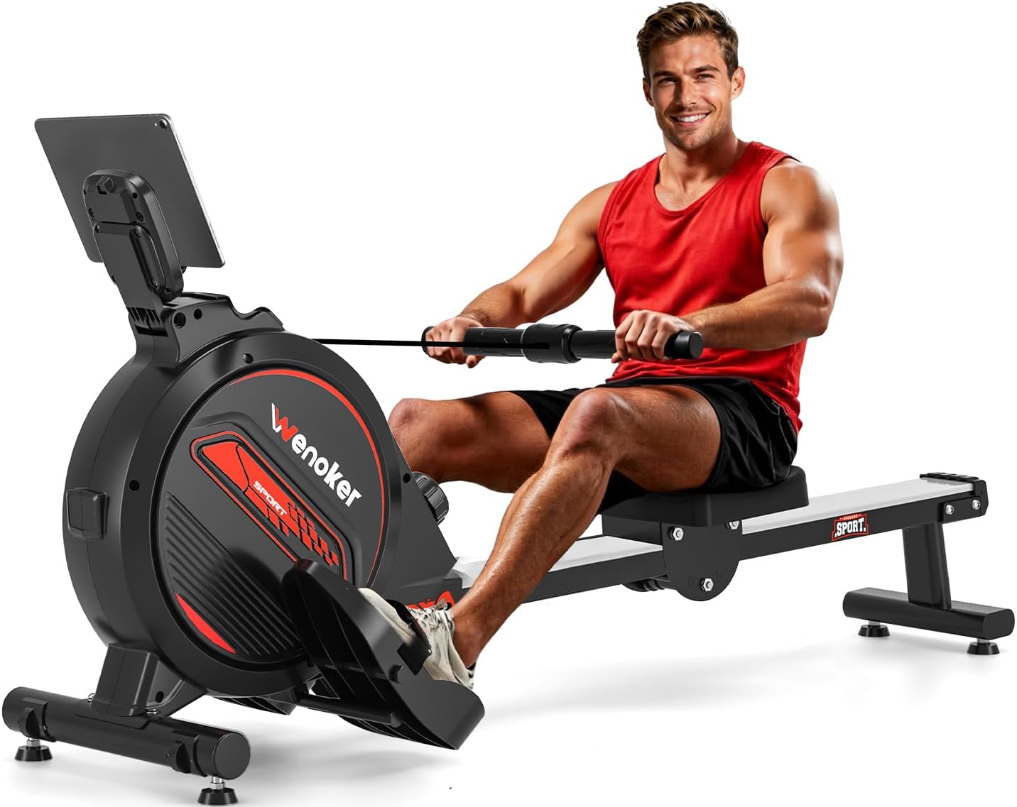 Wenoker Rowing Machine for Home, Magnetic Rower Machine, 350 LB W
