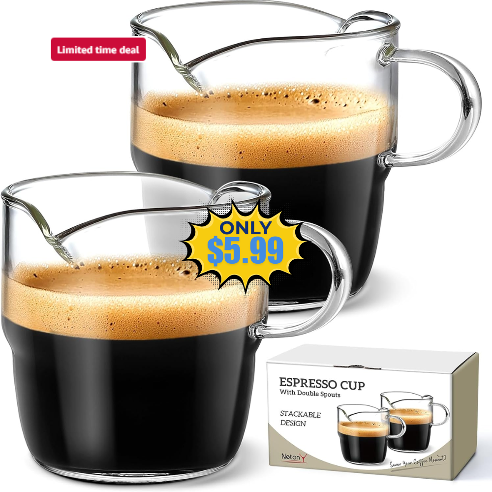 NETANY 6 OZ Espresso Cups Set of 2 Deal: Save 52%