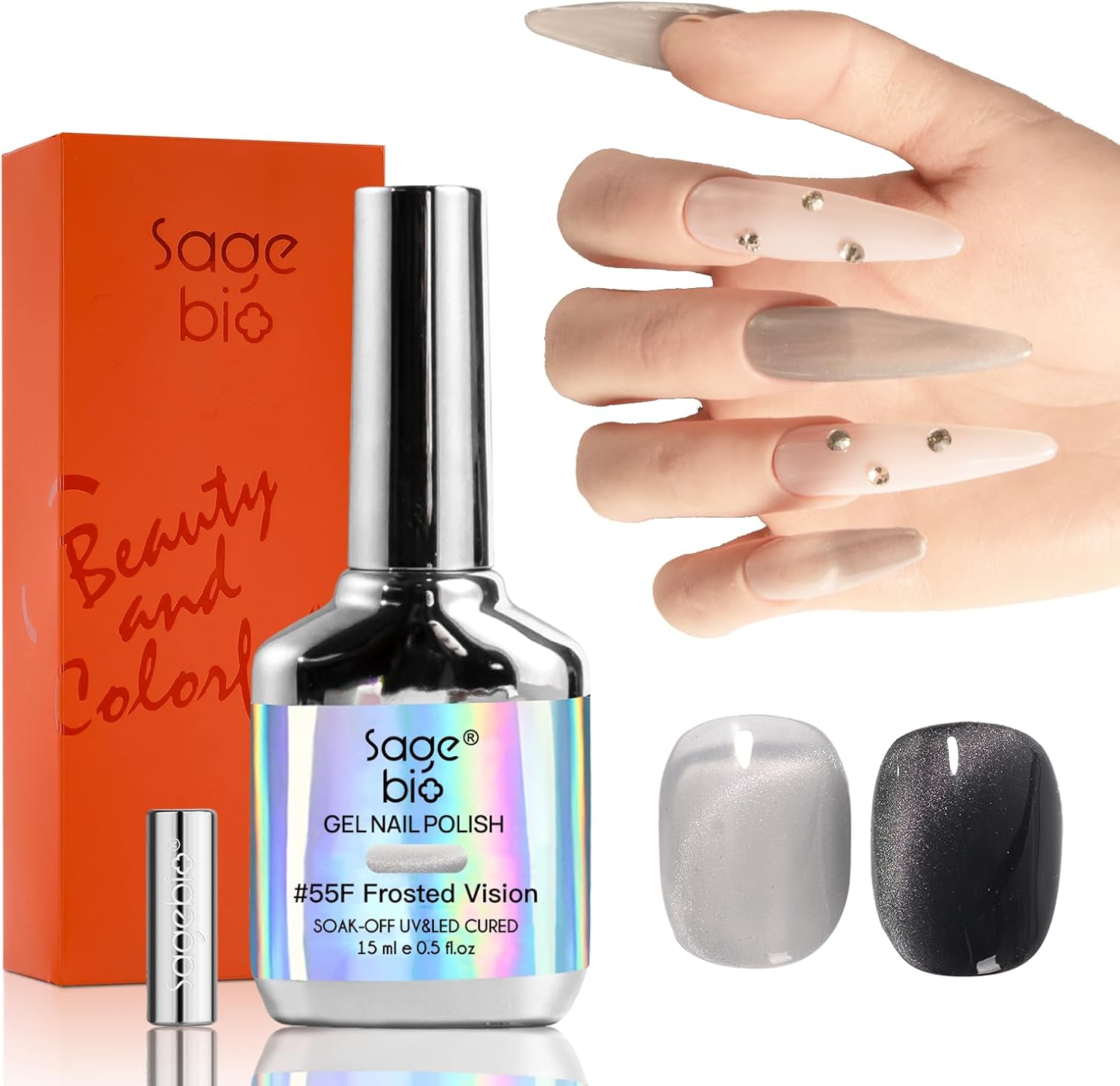 SAGEBIO Cat Eye Gel Nail Polish with Magnet Stick, 15ml Magnetic