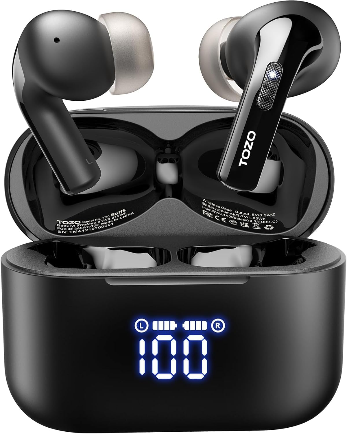 TOZO T20 Wireless Earbuds Bluetooth Headphones 48.5 Hrs Playtime